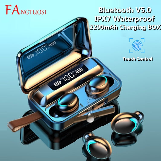 TWS Bluetooth 5.0 09 9D Fones de ouvido 2200mAh Caixa de carregamento Sem fio Fones de ouvido estéreo Esportes à prova d'água Fones de ouvido com microfone
